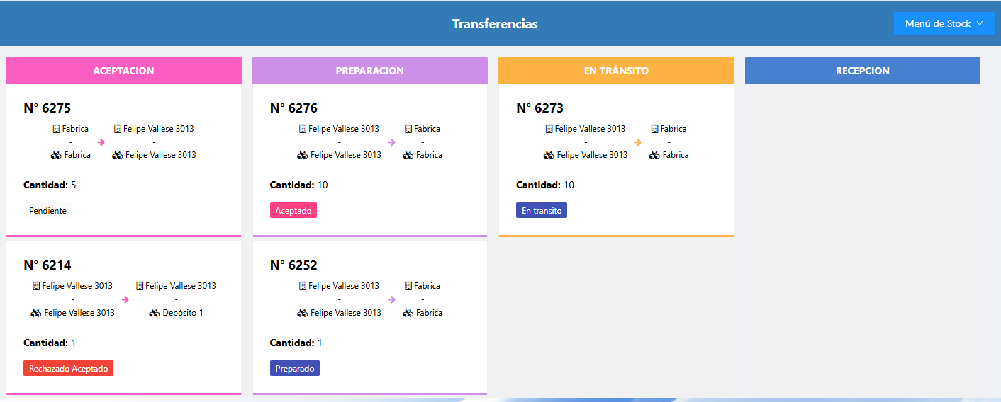 Transferencia en pasos