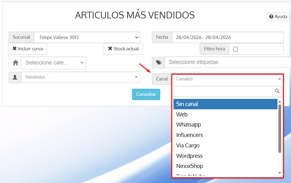 Filtro de CANAL en el ranking de artículos