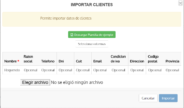 Importar clientes desde Excel